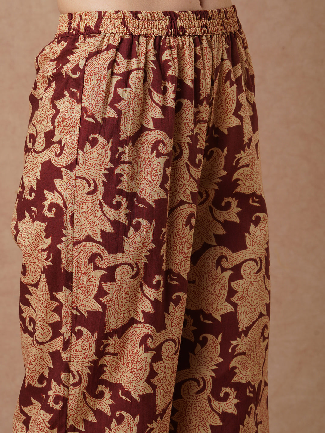 Solid Sequin Embellished Straight Kurta with Floral Printed Palazzo - Grey