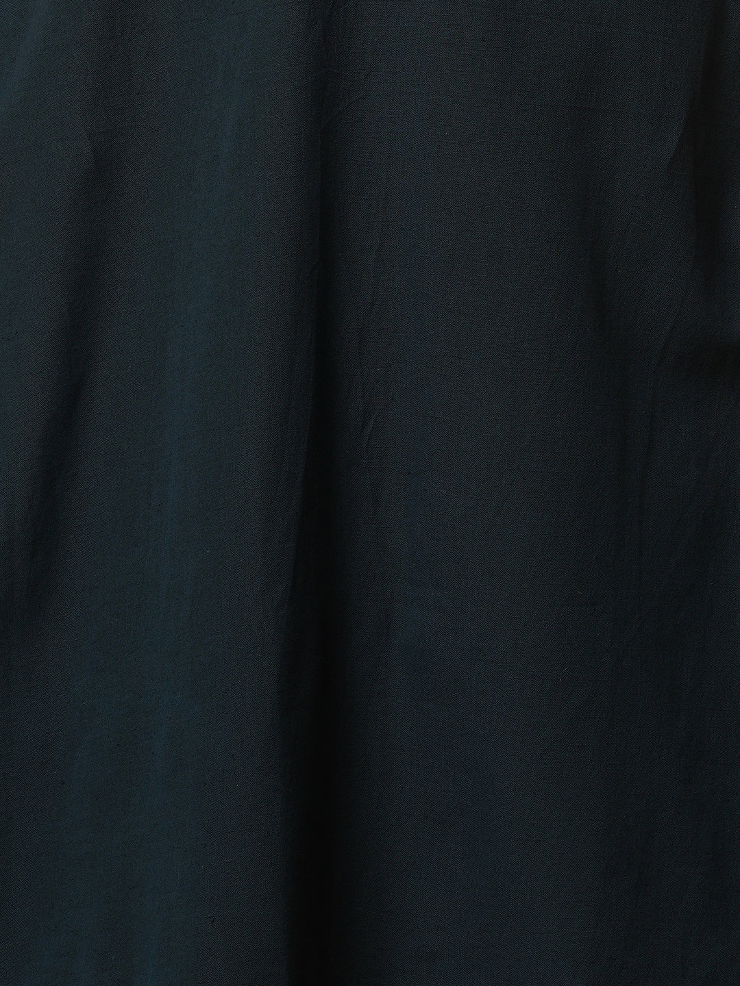 Solid Parchwork A-line Flared Cotton Flax Kurta with Printed Pant - Blue