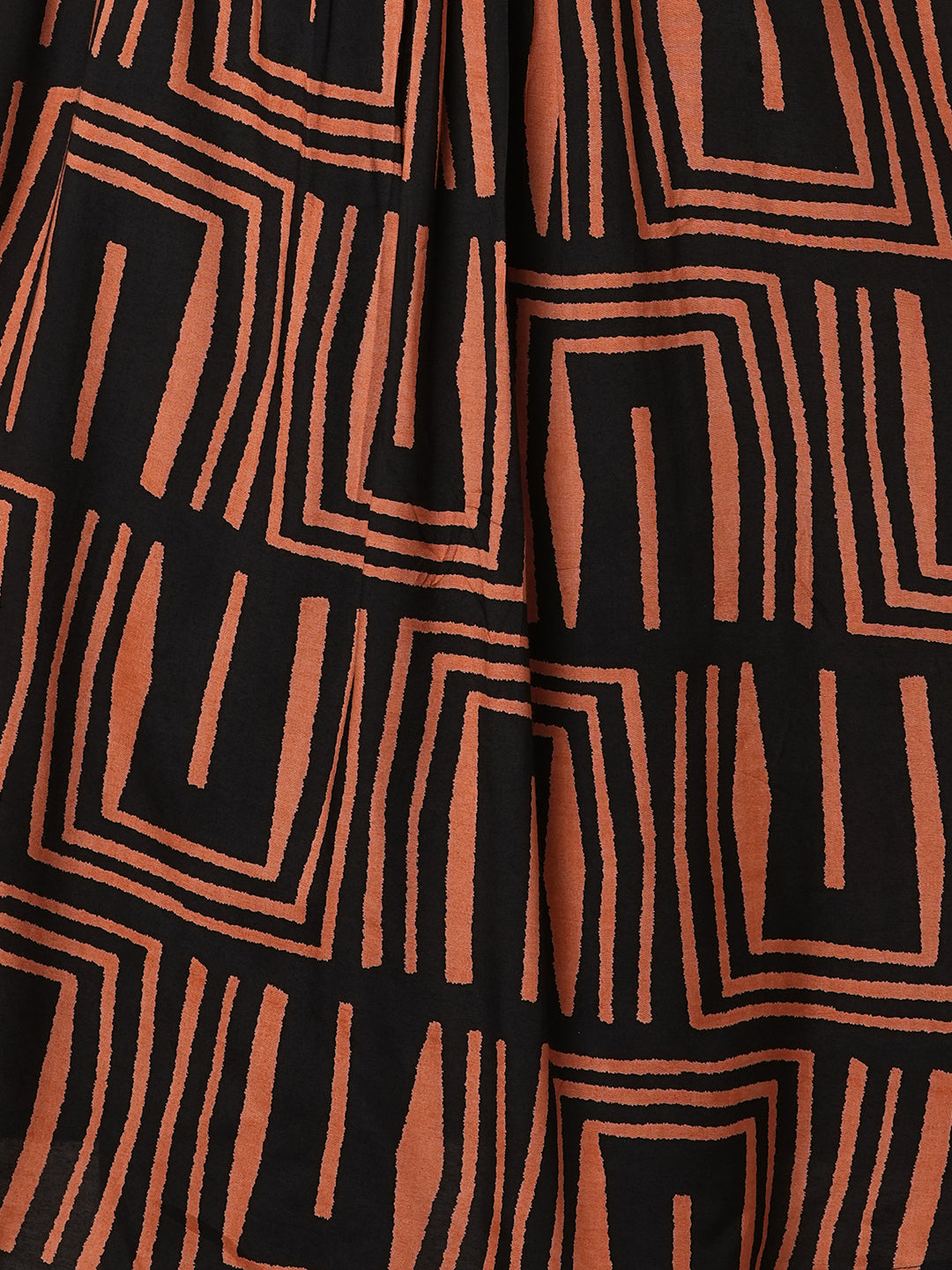 Abstract Geometric Printed A-Line Pleated Midi Dress - Multi