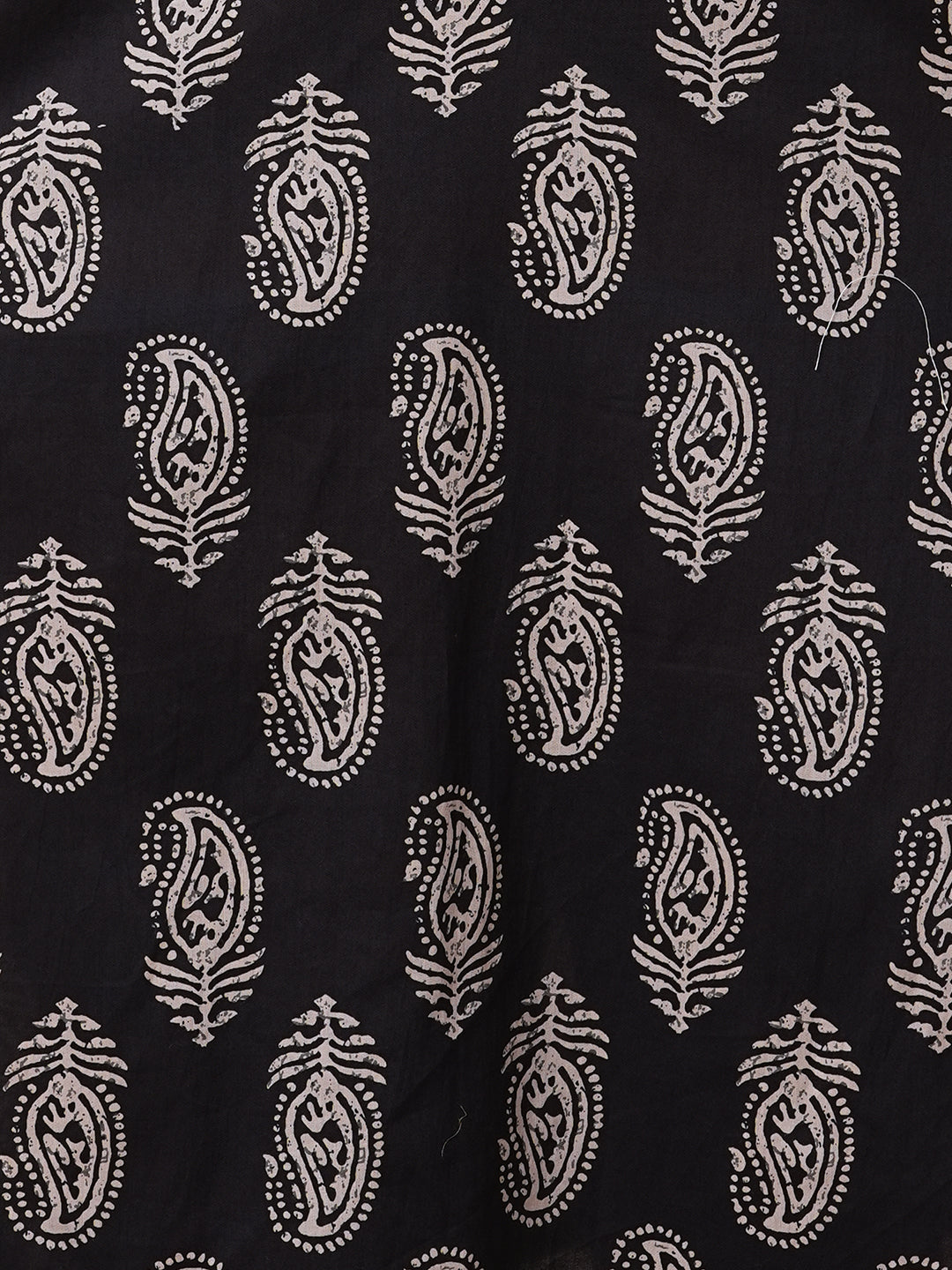 Ethnic Floral Printed Straight Fit Cotton Kurta - Black