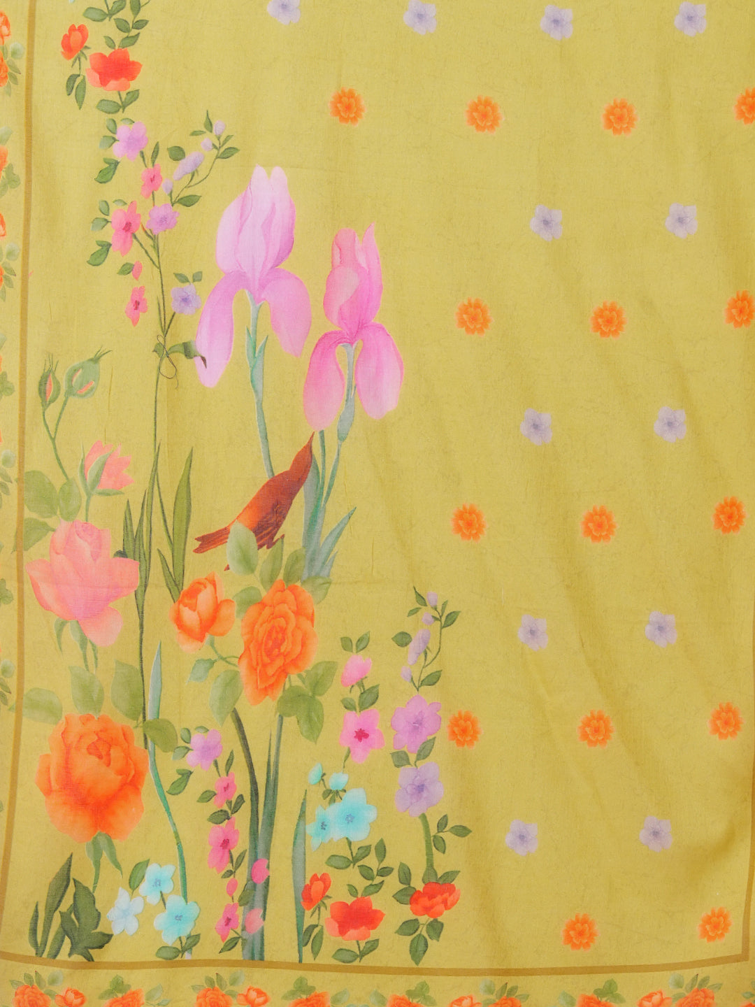 Solid Floral Printed & Hand Embroidered Straight Fit Kurta Set - Yellow