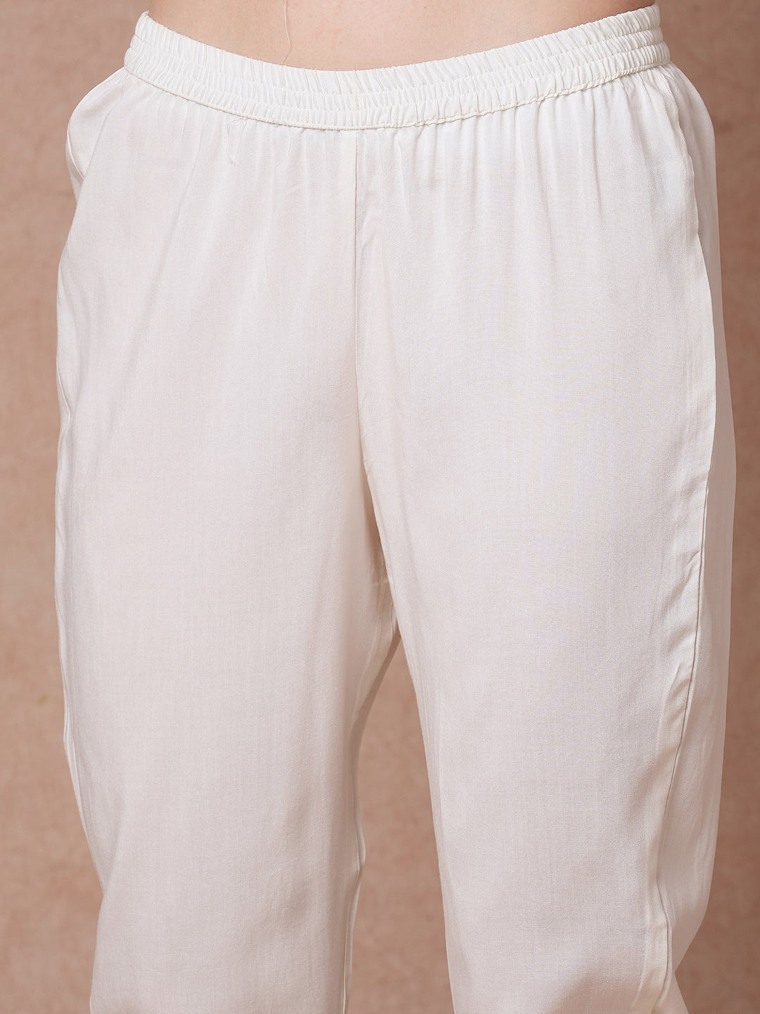 Ethnic Patch Printed & Embroidered Straight Fit Kurta with Pant and Dupatta - Mustard