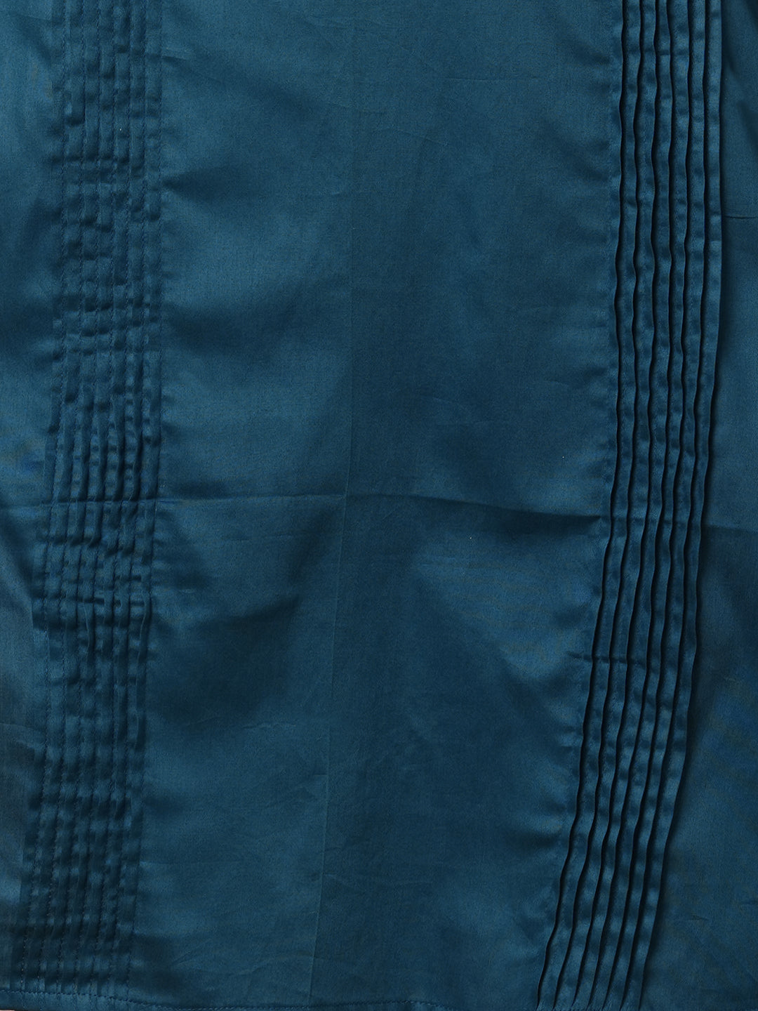 Solid Ethnic Floral Embroidered Straight Fit Kurta - Teal Blue