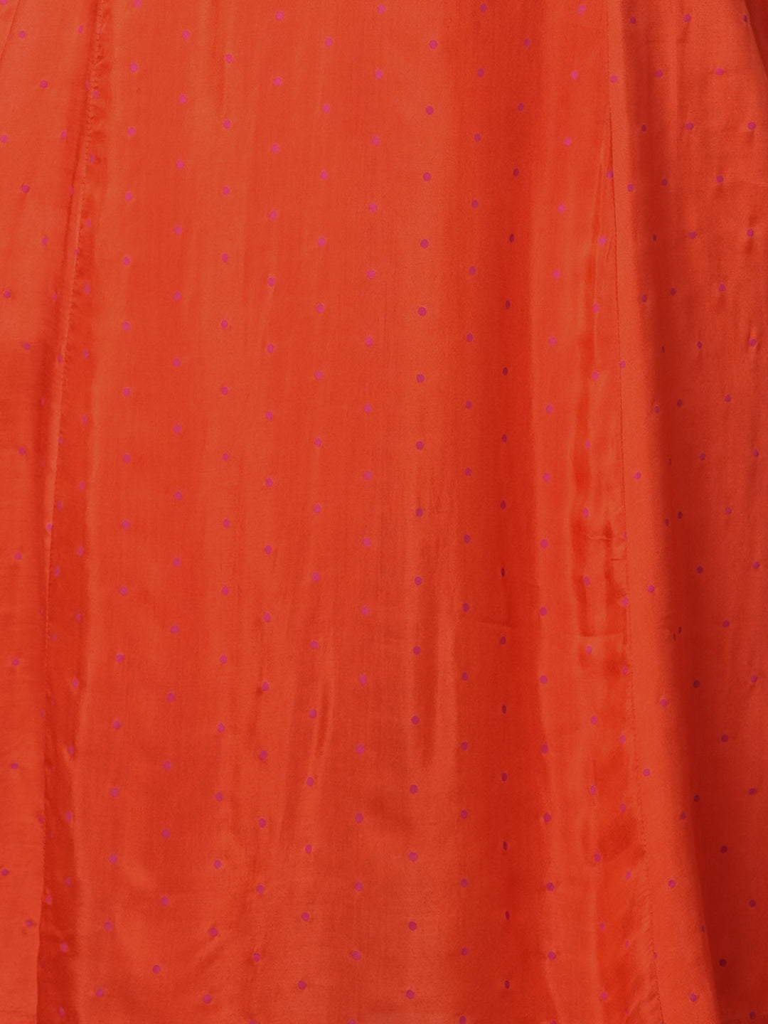 Solid Polka Dot Printed & Zari Work A-Line Paneled Kurta with Pant - Orange