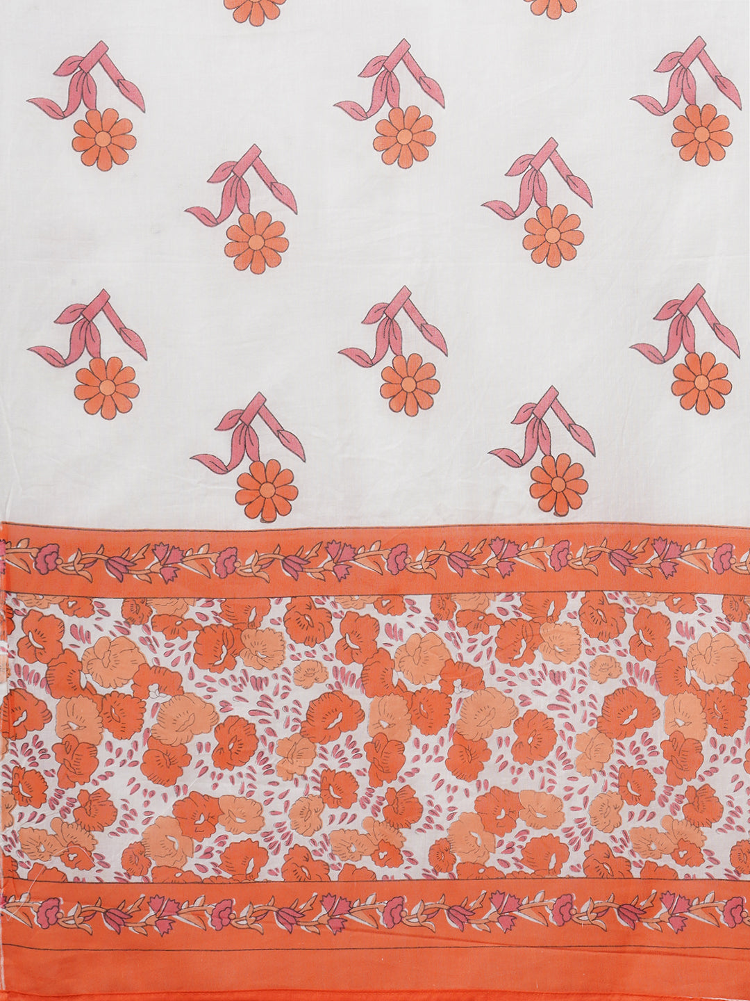 Ethnic Floral Printed & Embroidered A-Line Paneled Kurta with Palazzo and Dupatta - White