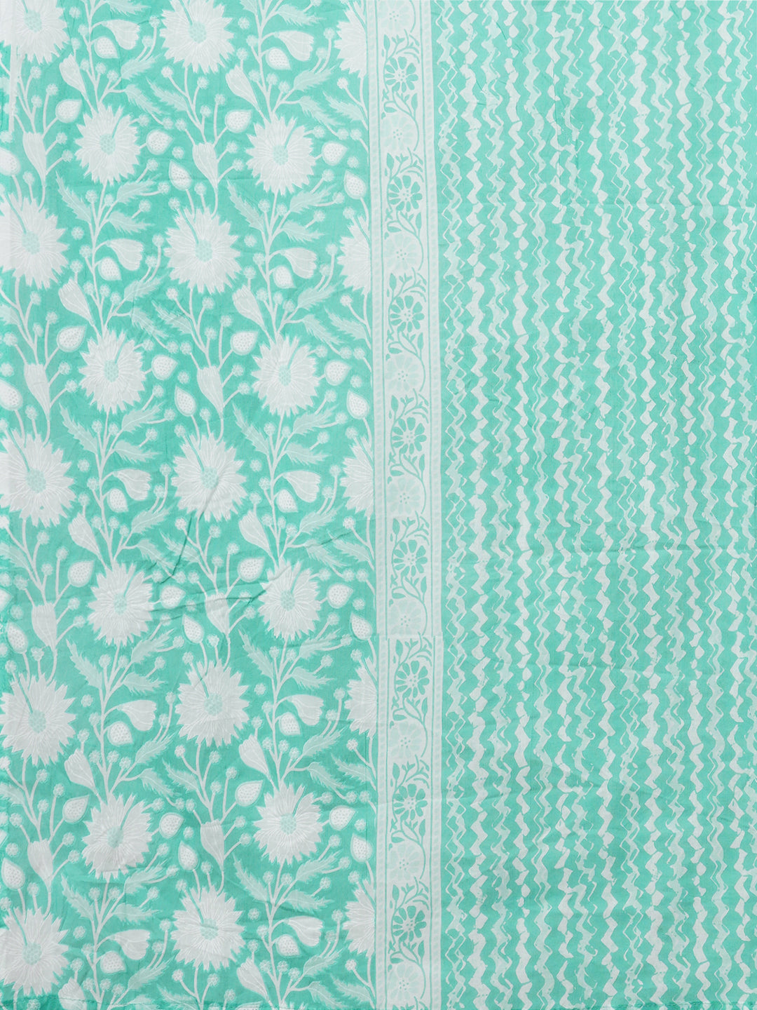 Ethnic Floral Printed Embroidered A-Line Kurta with Pant and Dupatta - Mint Green