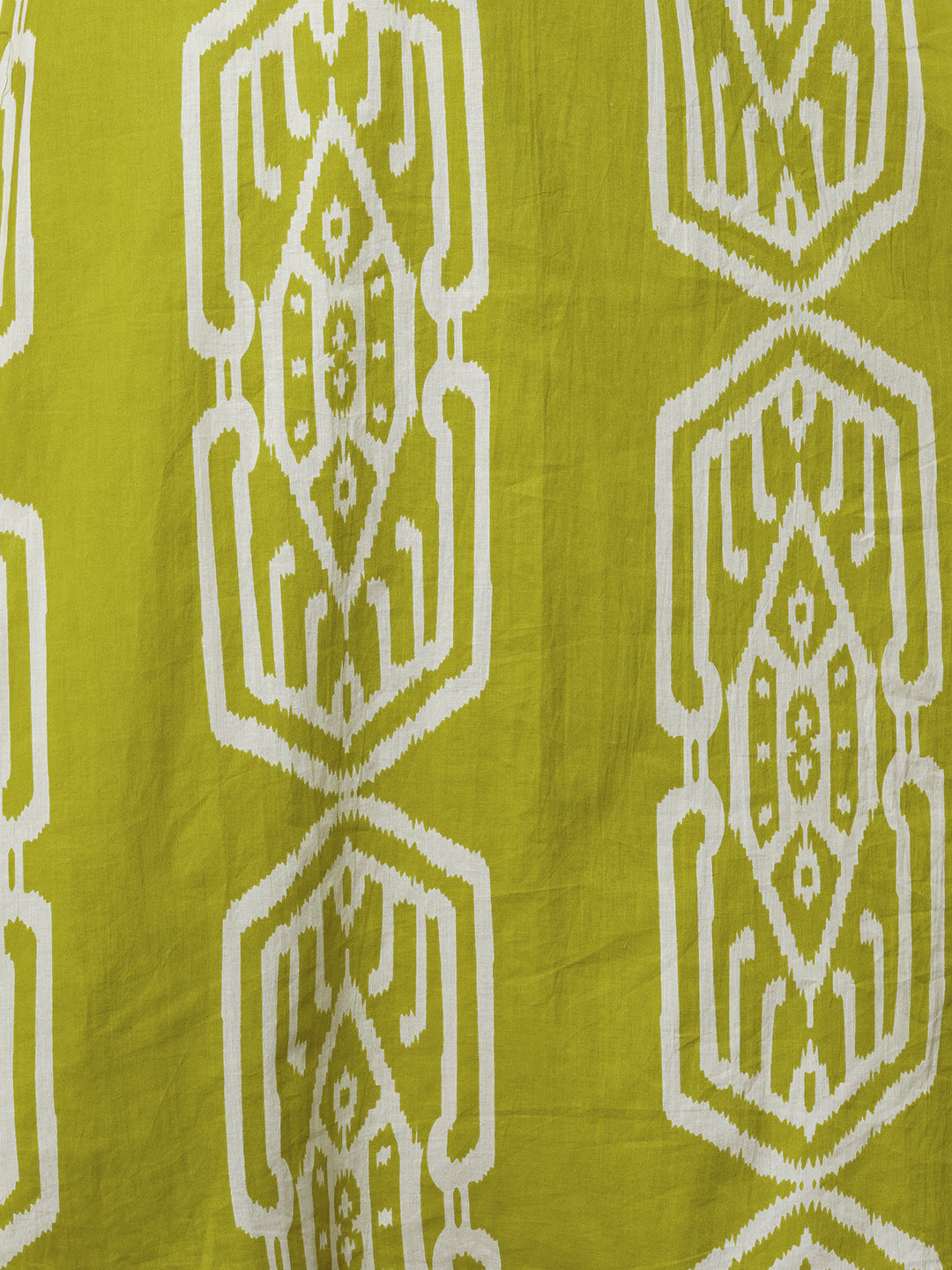 Ethnic Ikat Printed A-Line Flared Co-ord Set - Lime Green