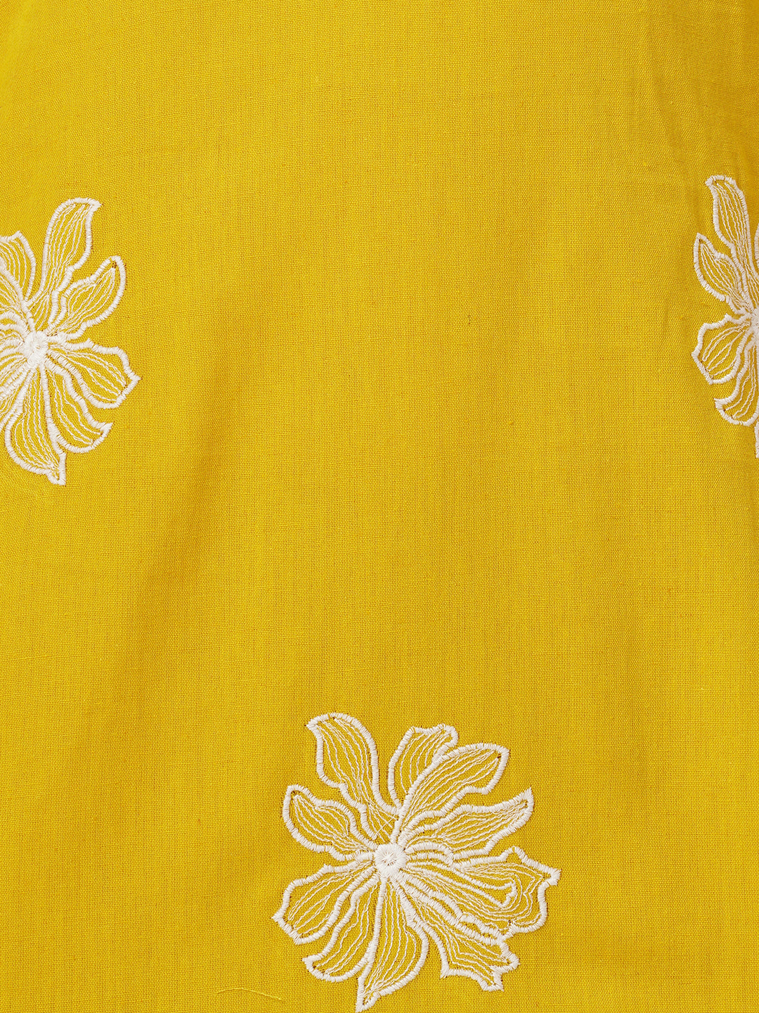 Solid Abstract Floral Embroidered Straight Fit Co-ord Set - Yellow