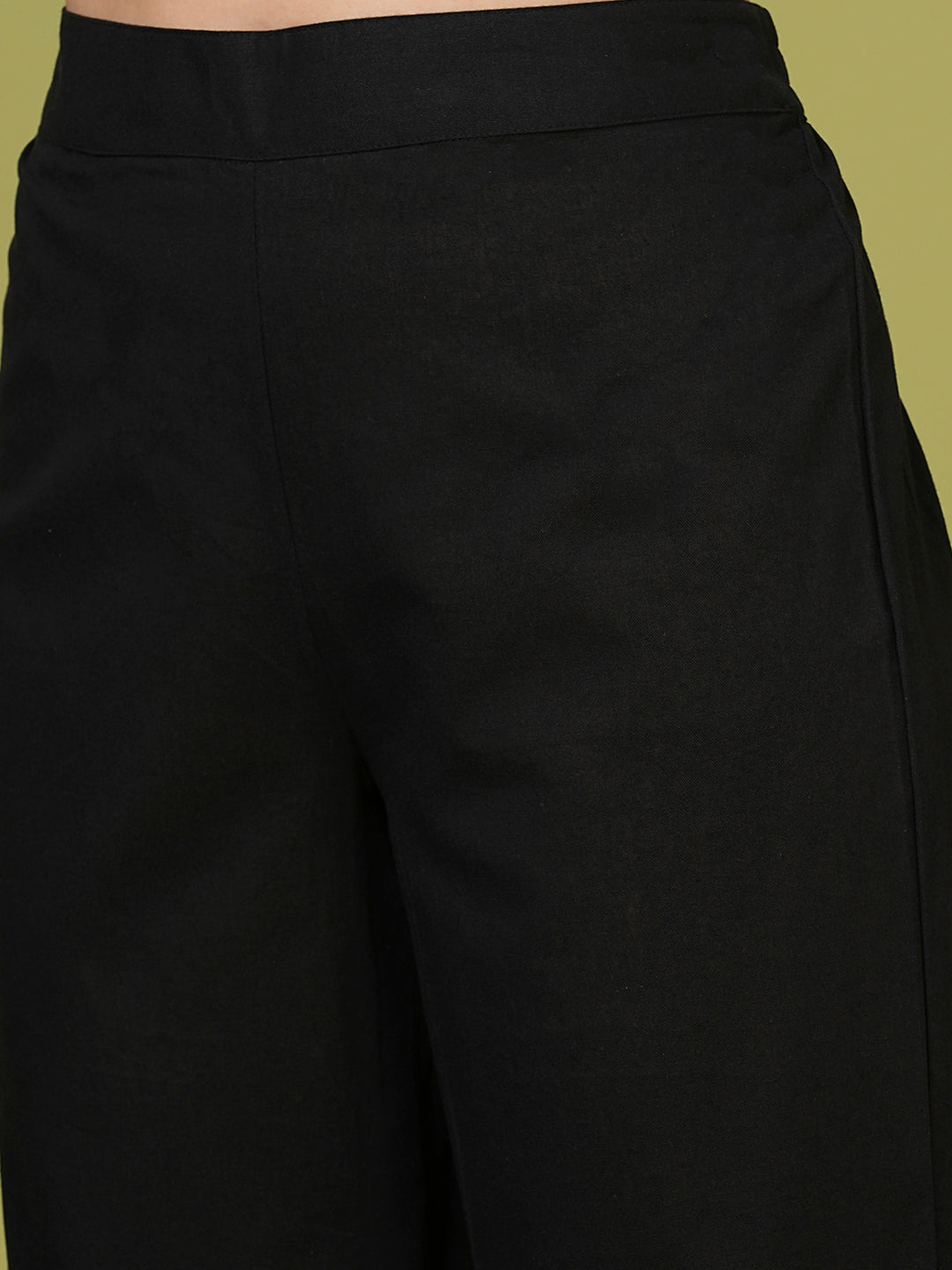 Solid Ethnic Embroidered Straight Fit Kurta with Pant and Dupatta - Black