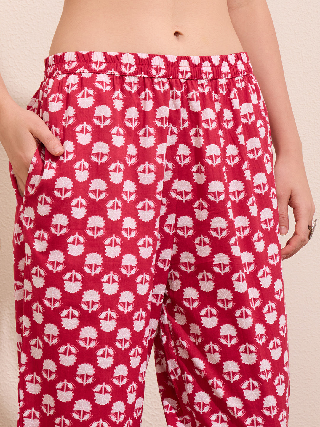 Floral Printed Embellished Straight Cut Kurta with Pant & Dupatta - Pink