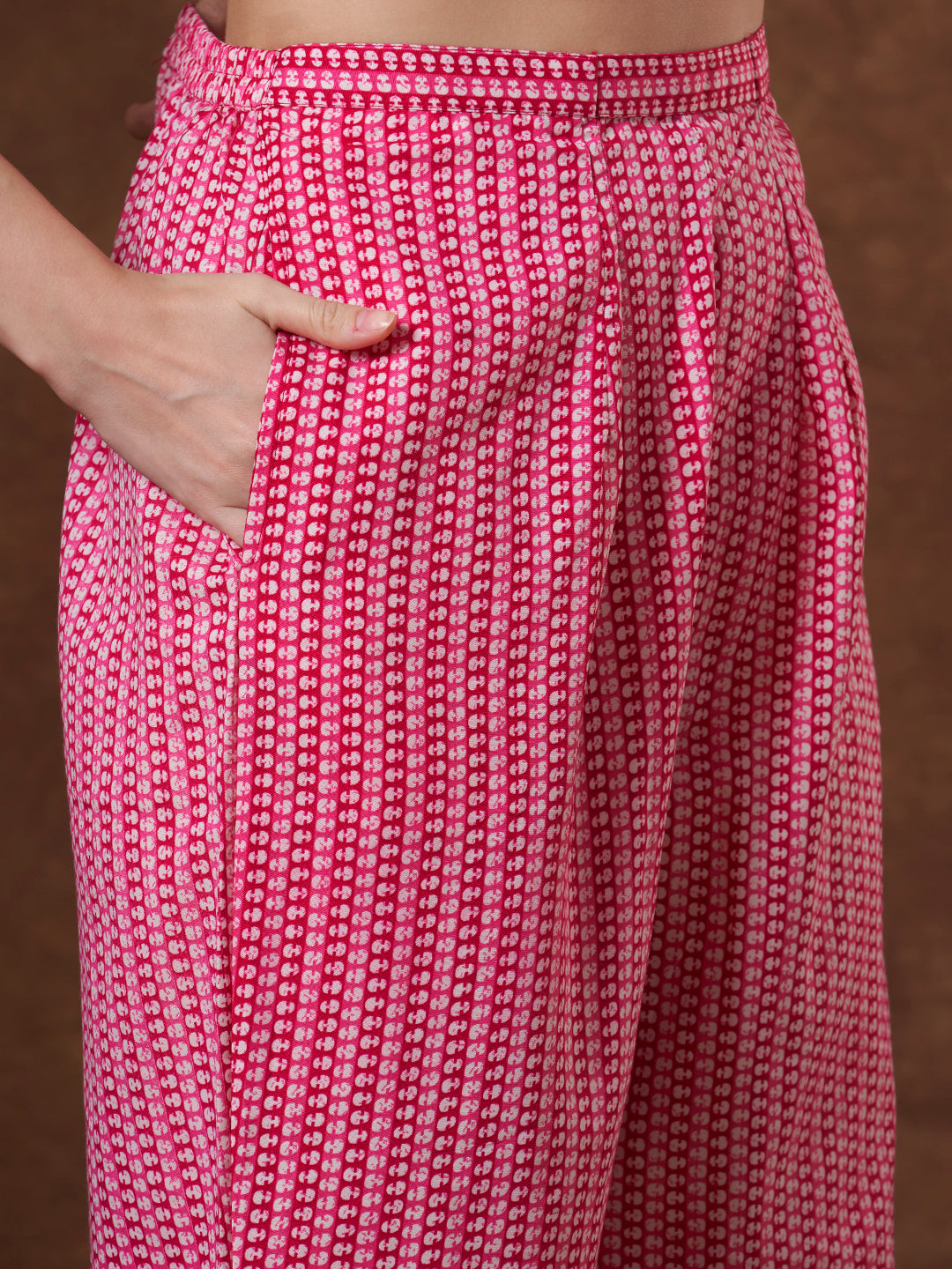 Floral Printed & Embroidered Straight Fit Kurta with Pant and Dupatta - Pink