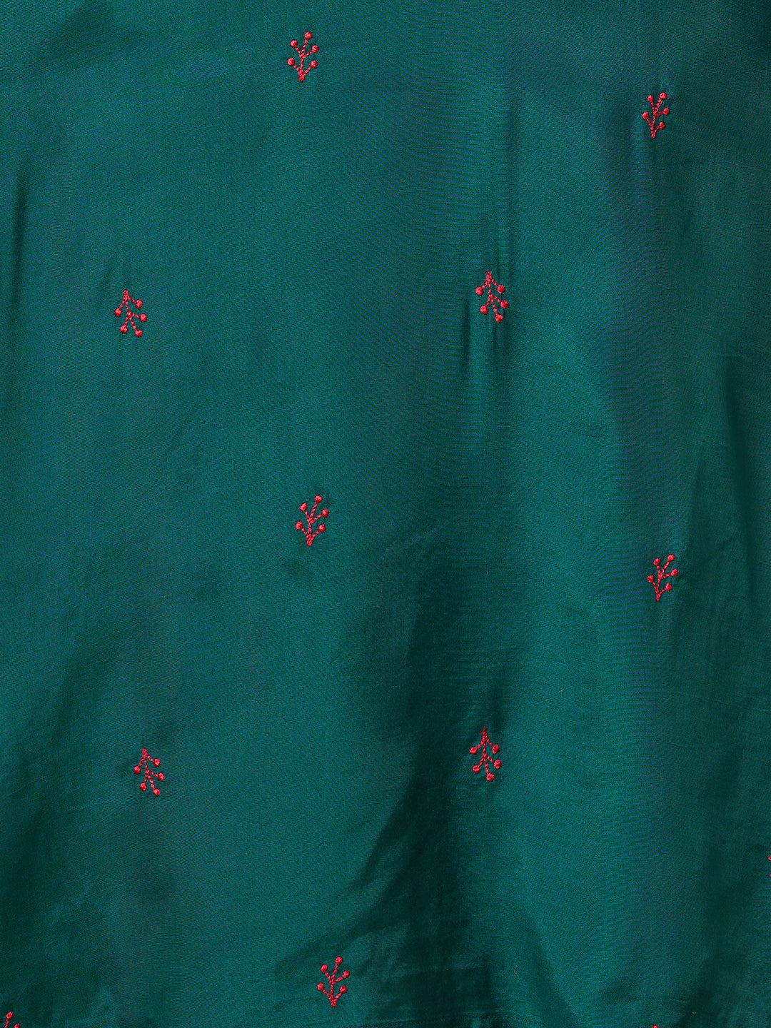 Solid Floral Embroidered Straight Fit Kurta with Pant & Dupatta - Green