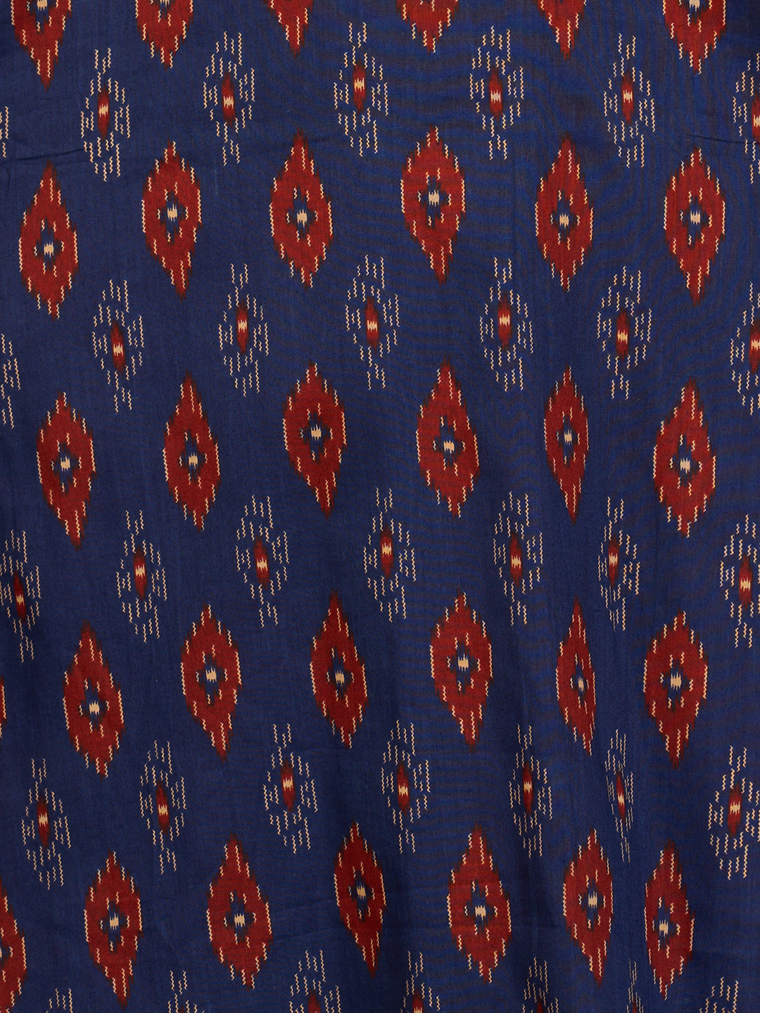 Ethnic Ikat Printed Kantha Embroidered Straight Cut Kurta - Blue