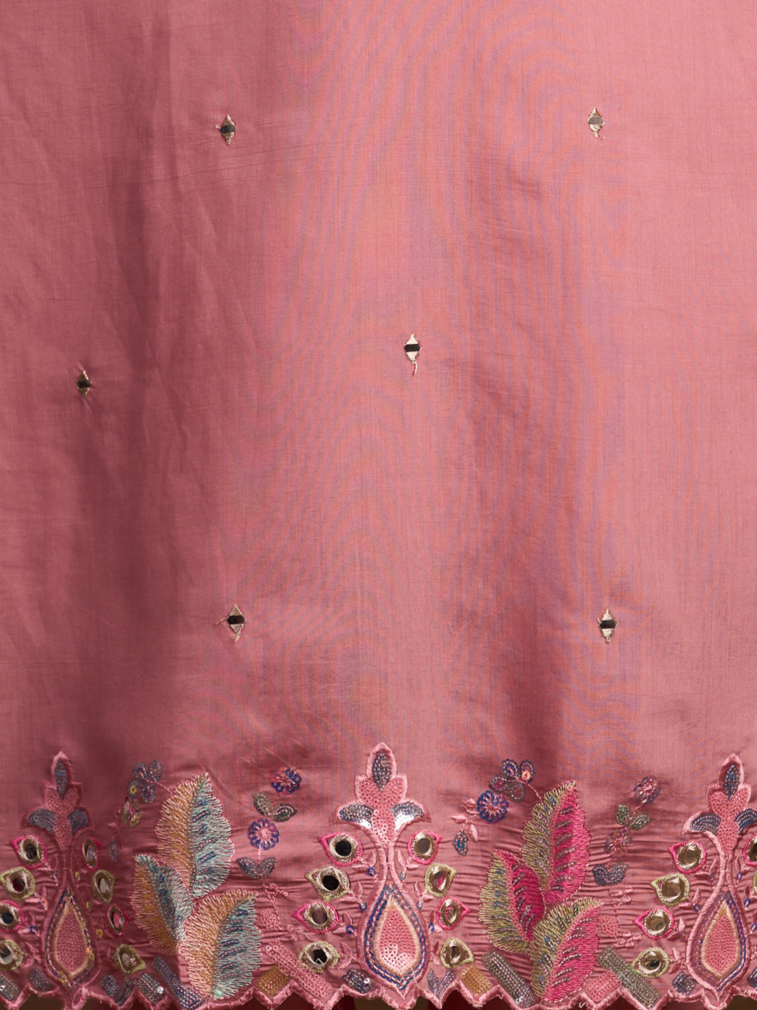 Solid Sequin Embroidered Straight Fit Kurta with Palazzo and Dupatta - Pink