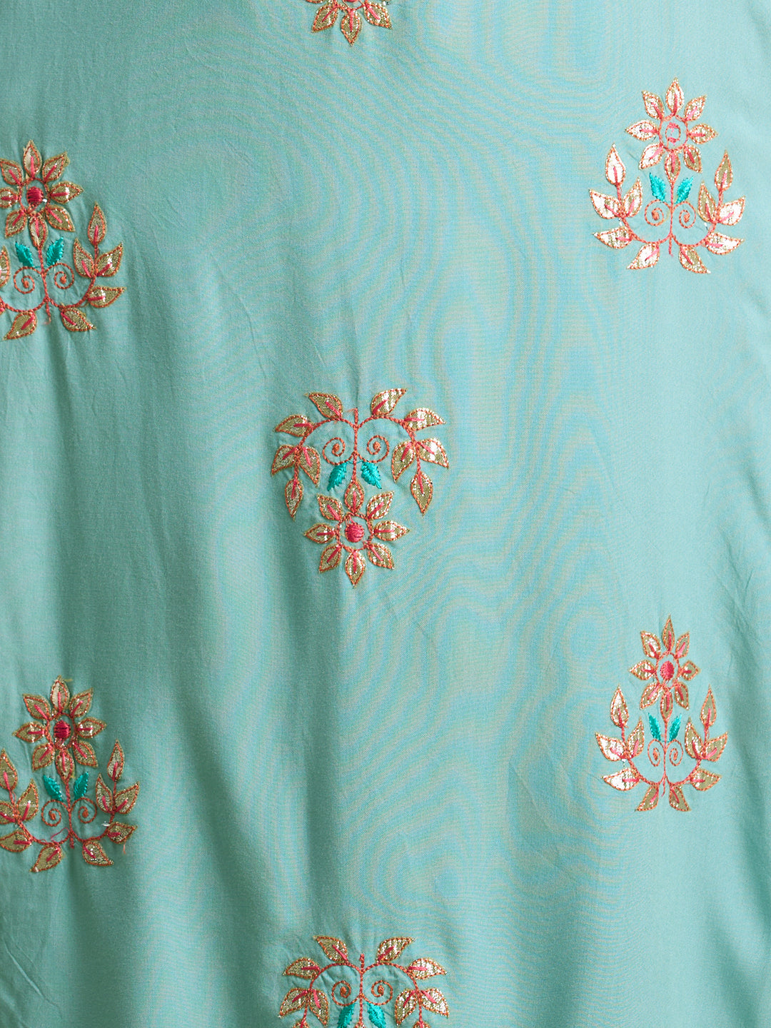 Solid Gota Patti & Resham Embroidered Straight Fit Kurta - Blue