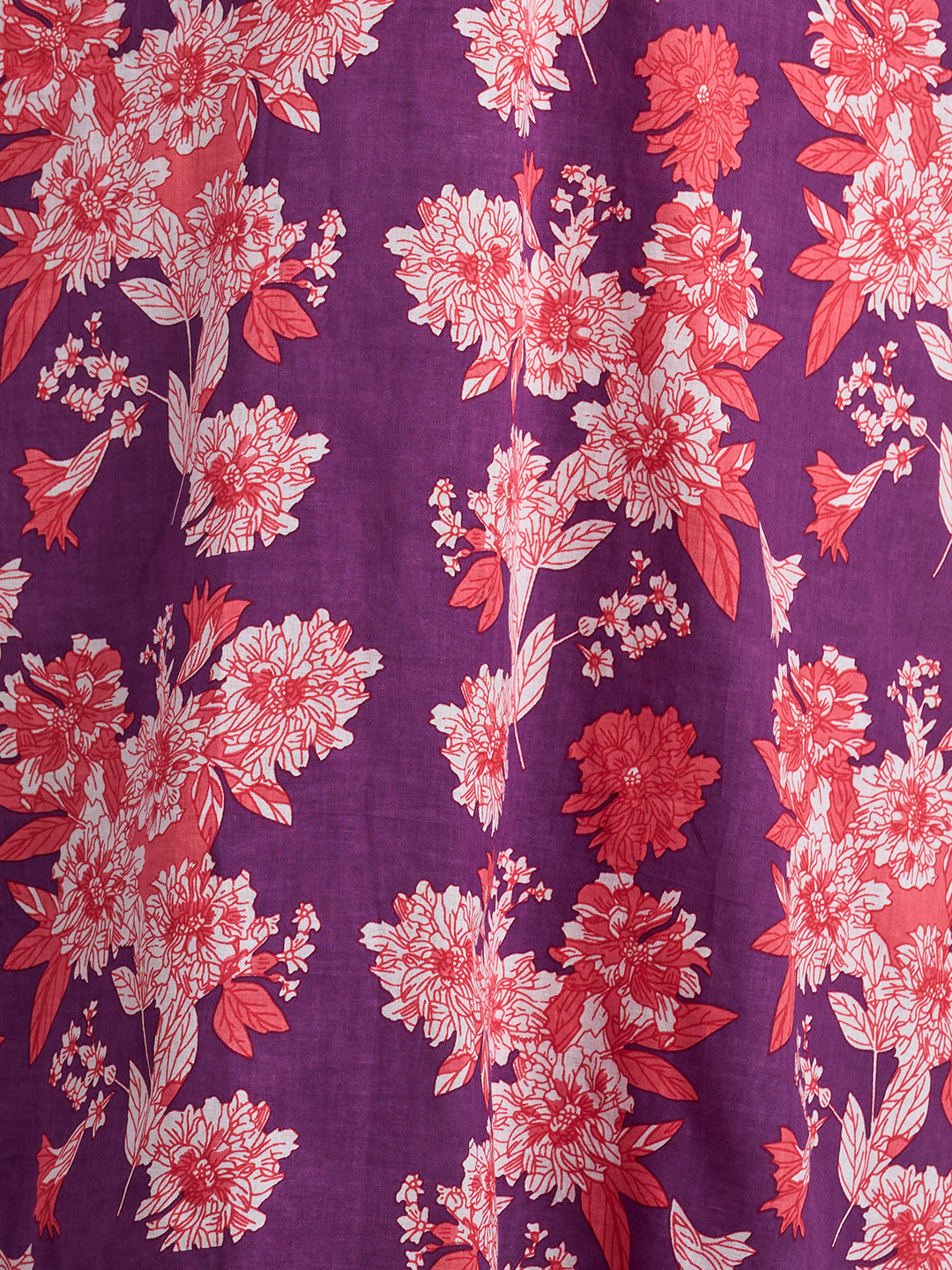 Ethnic Floral Printed A-Line Pleated Kurta with Pant - Purple