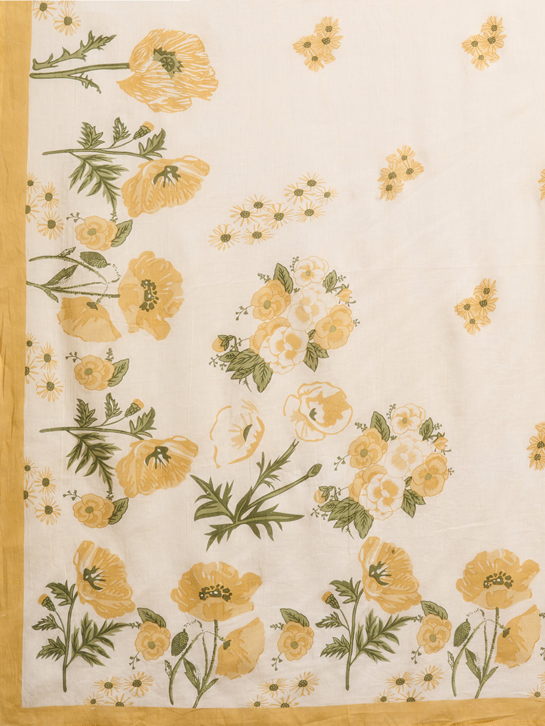 Abstract Floral Foil & Printed Straight Fit Kurta with Palazzo - Mustard