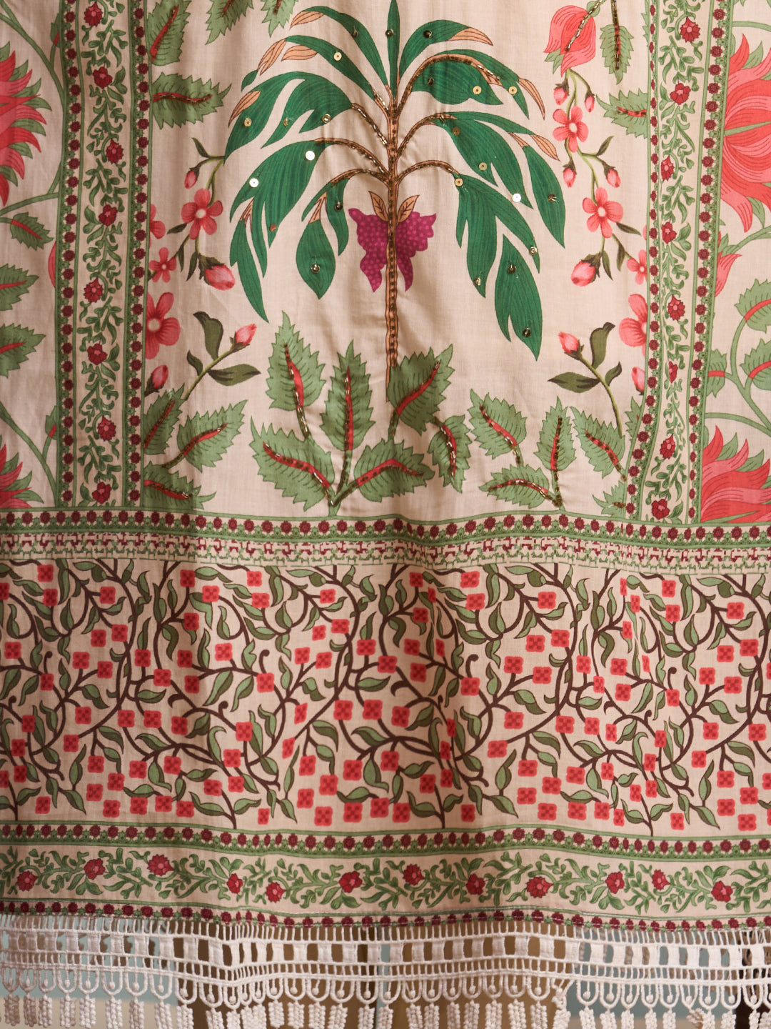 Ethnic Floral Printed & Hand Embroidered Straight Kurta with Pant & Dupatta - Multi
