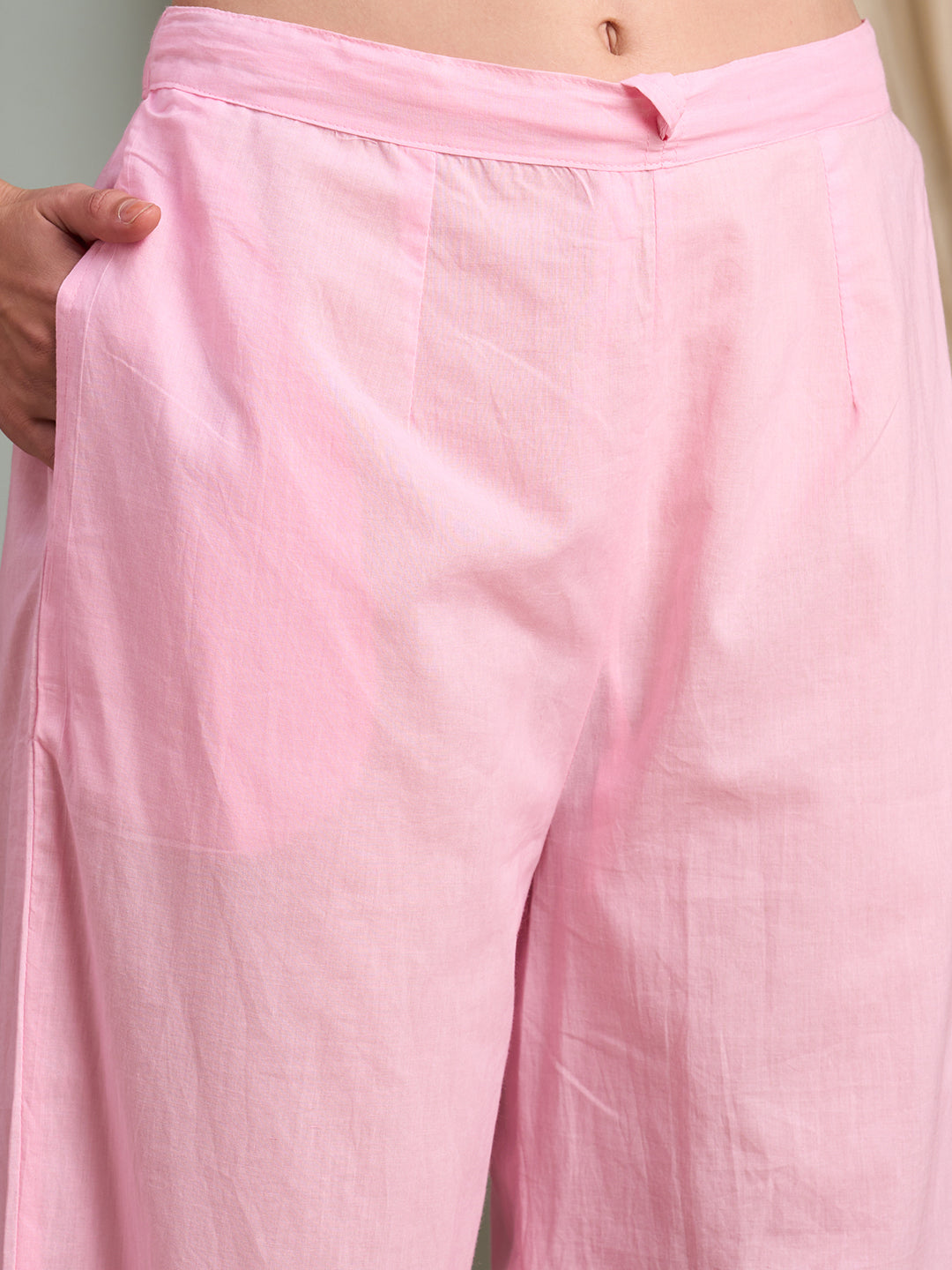 Ethnic Floral Printed Embroidered Straight Fit Kurta with Palazzos and Dupatta - Pink