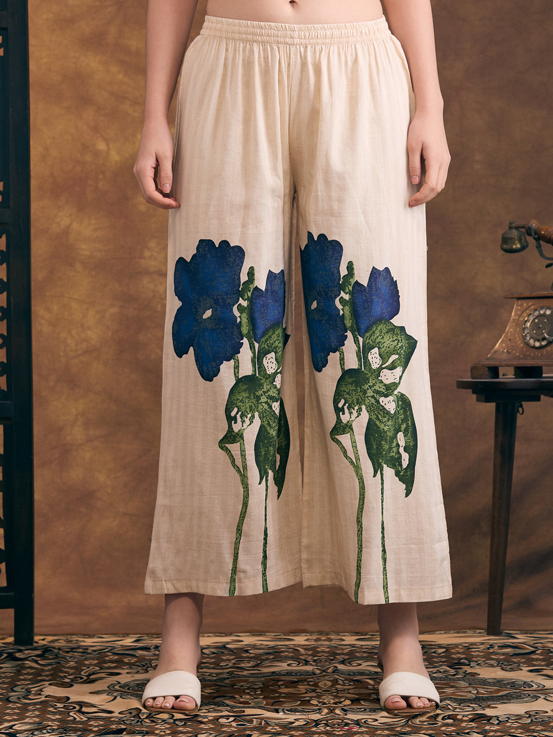 Abstract Floral & Stripes Printed Straight Fit Co-ord Set - Multi