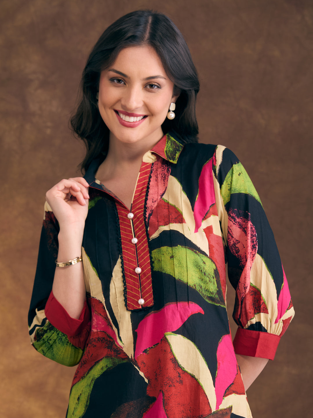 Abstract Floral Printed Straight Fit Co-ord Set - Multi