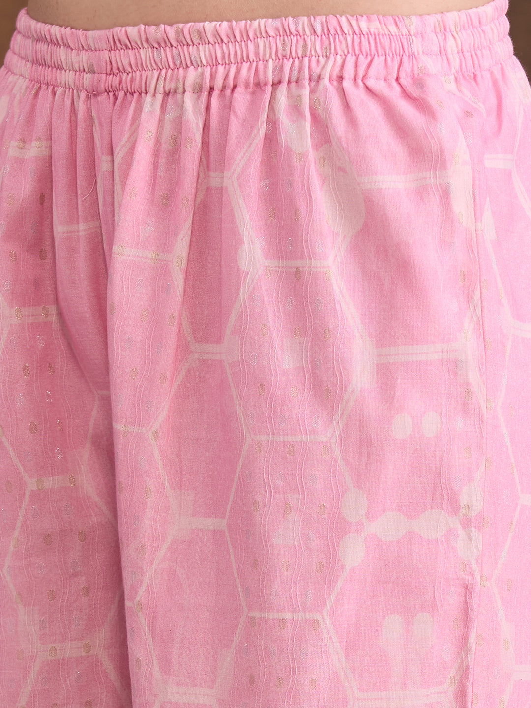 Ethnic Floral Printed Embroidered Straight Fit Kurta with Palazzo - Pink