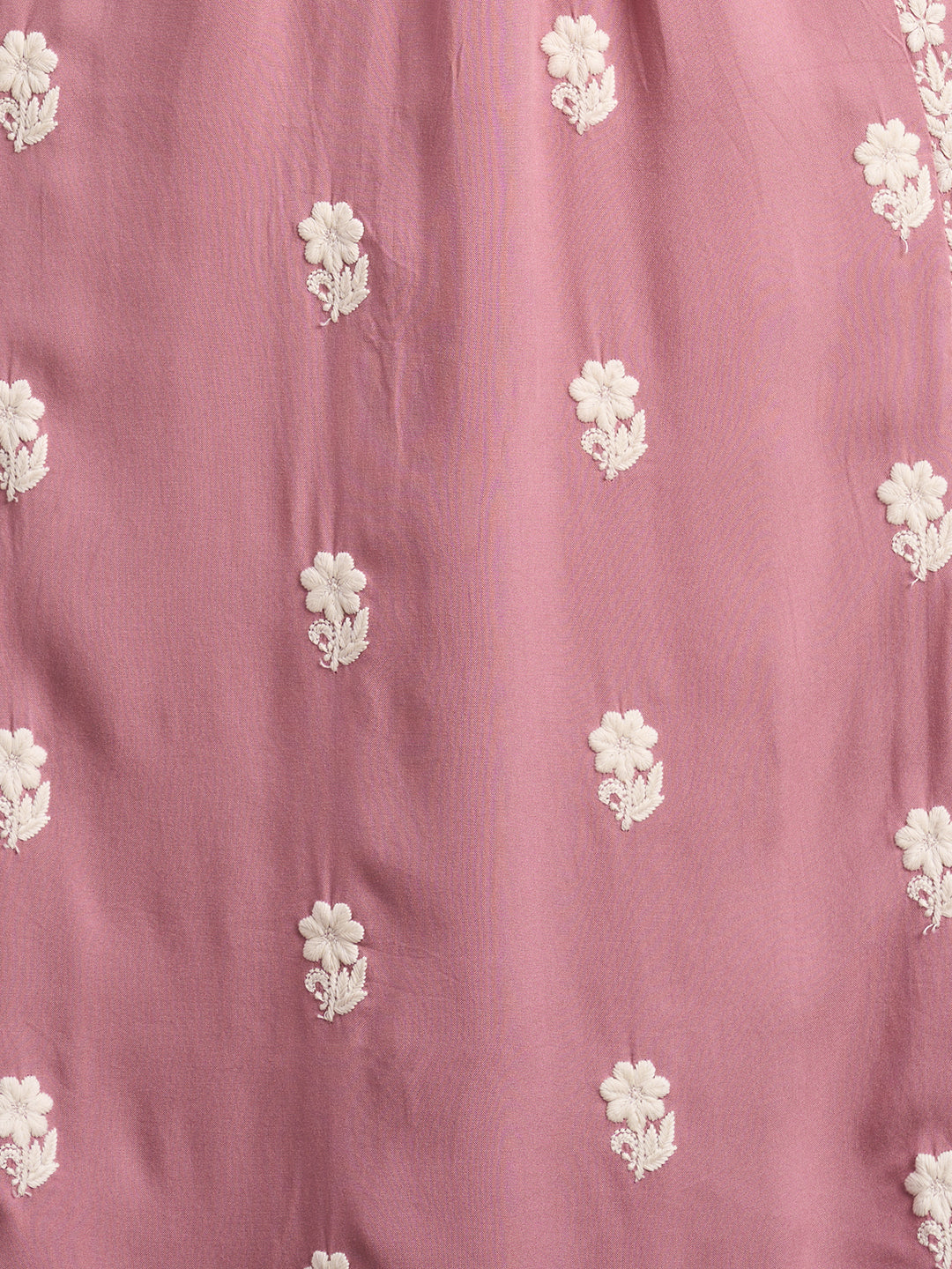 Chikankari Embroidered A-Line Paneled Kurta with Pant - Pink