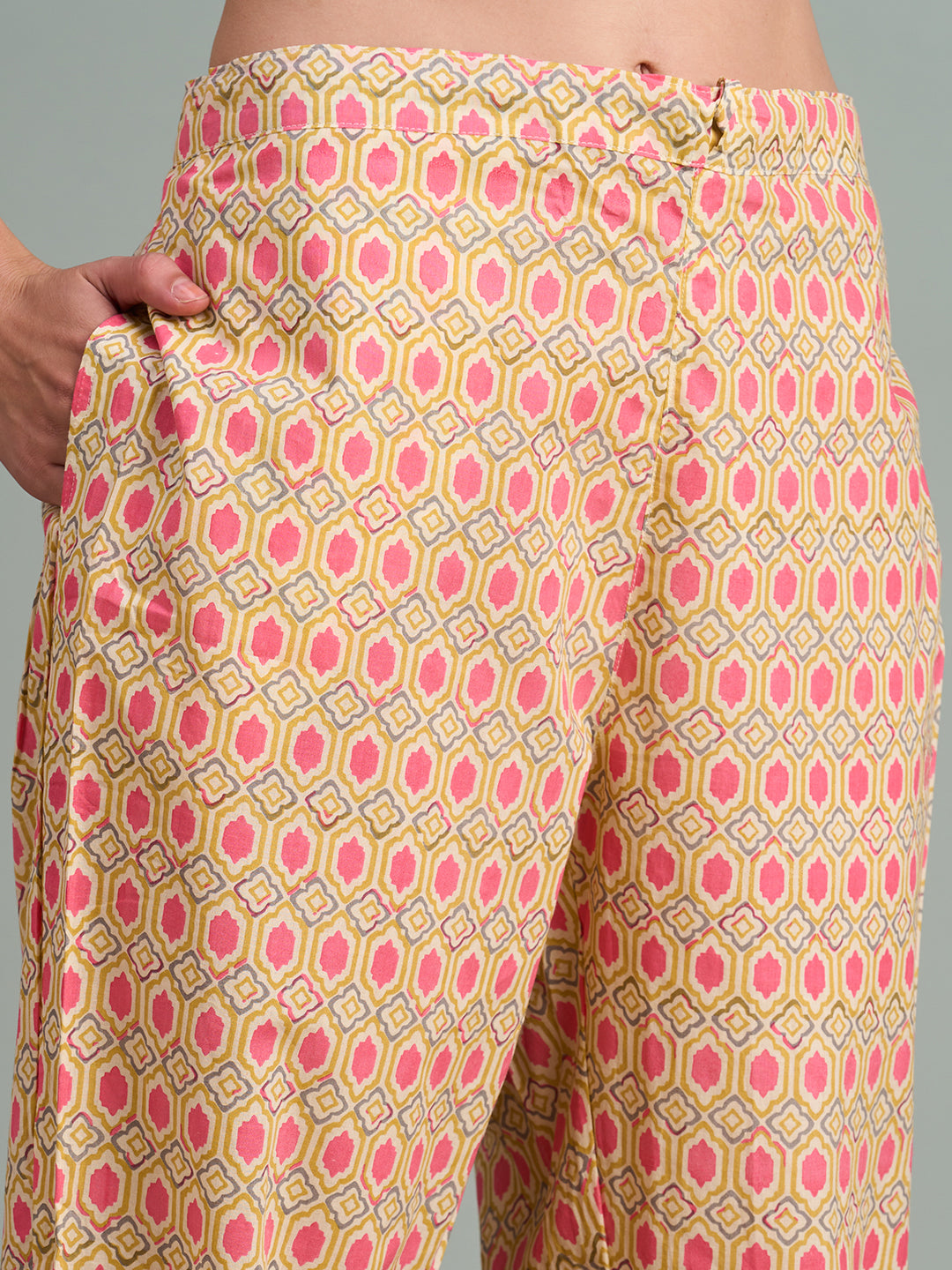 Abstract Floral Printed A-Line Paneled Kurta with Pant and Dupatta - Multi