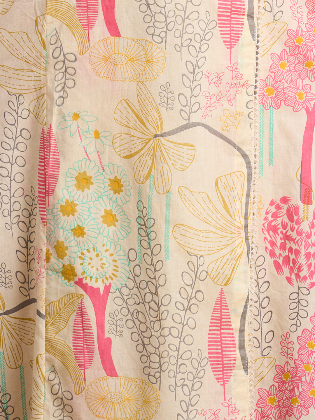 Abstract Floral Printed A-Line Paneled Kurta with Pant and Dupatta - Multi