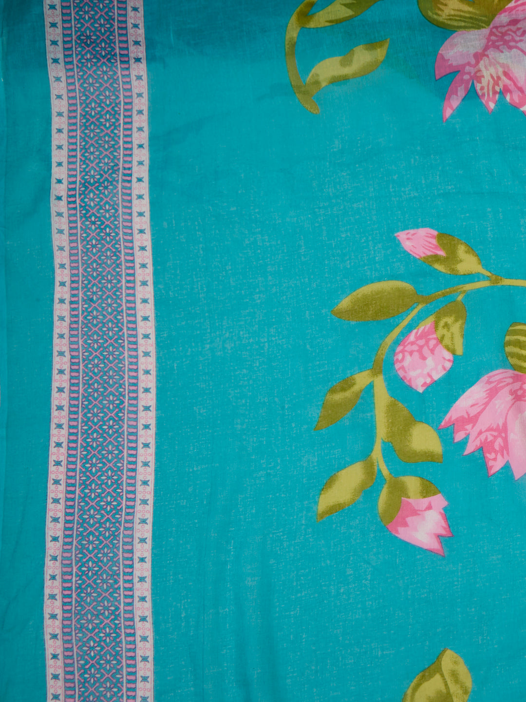 Floral Printed & Embroidered A-Line Paneled Kurta with Palazzo & Dupatta - Sea Green