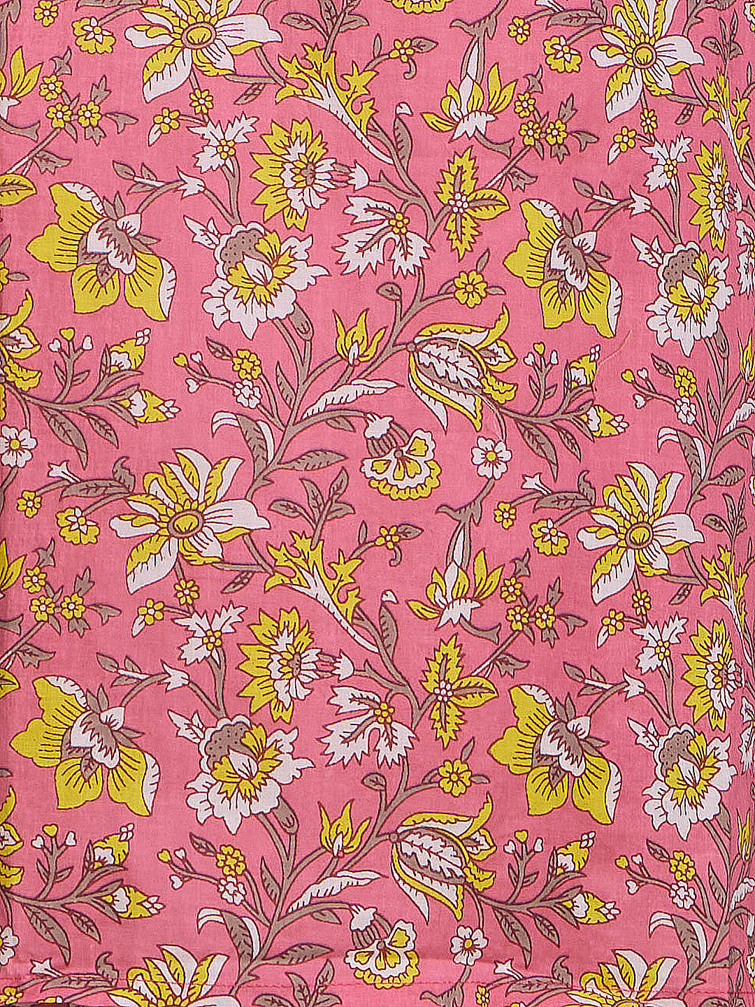 Ethnic Floral Printed A-Line Pin Tucked Kurta - Pink