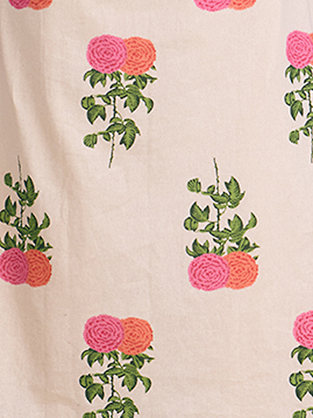Ethnic Floral Printed A-Line Kurta with Pant - Off White