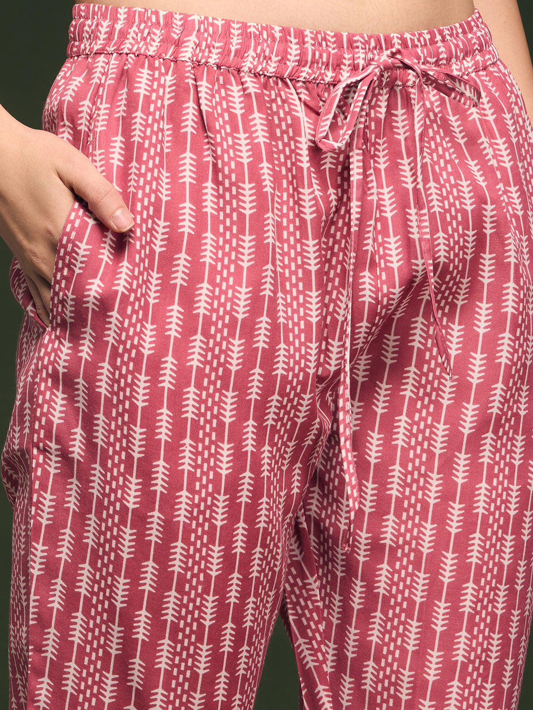 Floral Printed & Embroidered Straight Kurta with Pant & Dupatta - Pink