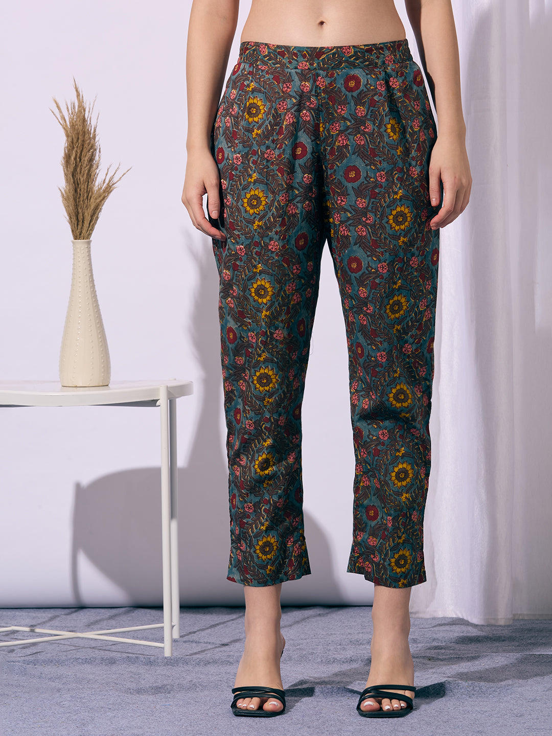 Ethnic Floral Printed A-Line Kurta with Pant & Dupatta - Multi