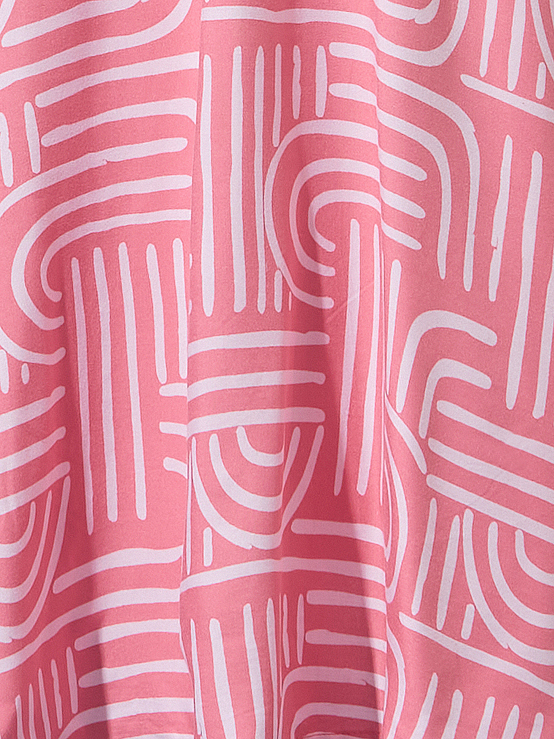 Abstract Printed A-Line Fit & Flared Maxi Dress - Pink
