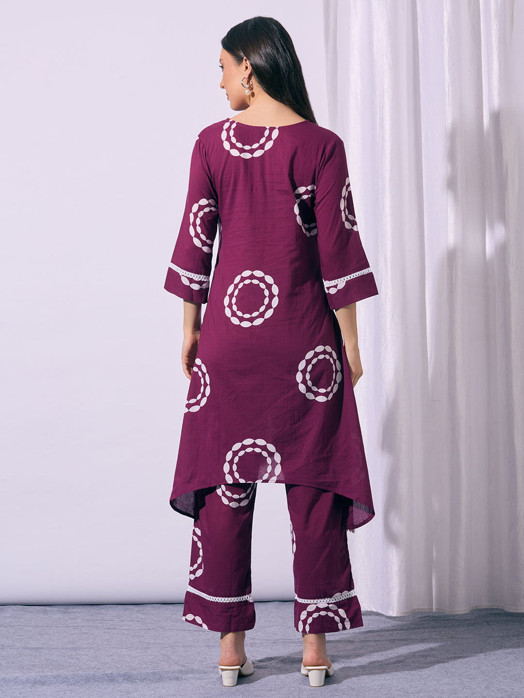 Abstract Printed A-Line Co-ord Set - Purple