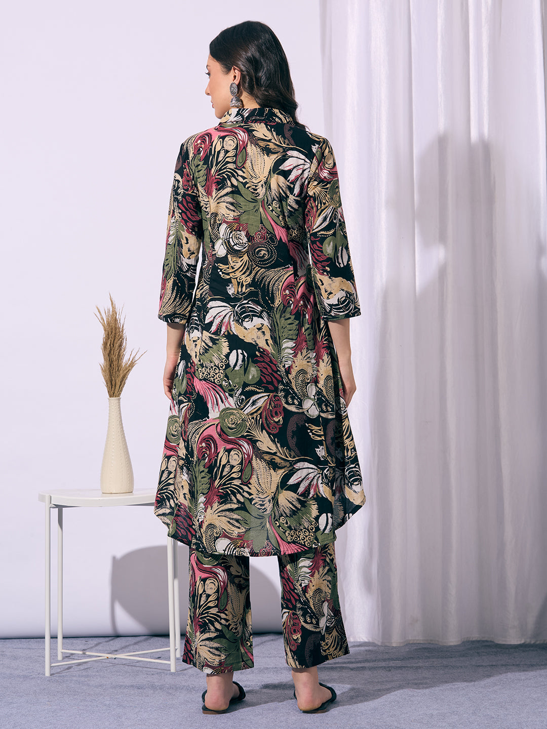 Abstract Floral Printed A-Line Co-ord Set - Multi