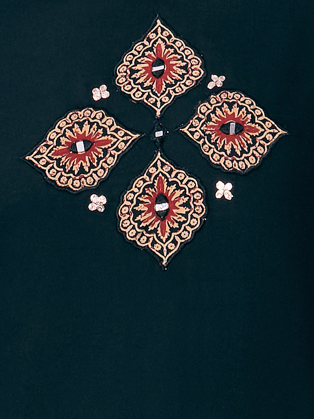 Solid Straight Cut Kurta with Ajrakh Printed Flared Palazzo - Black