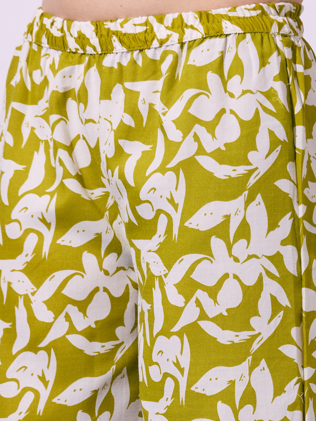 Abstract Floral Printed A-Line Co-ord Set - Green