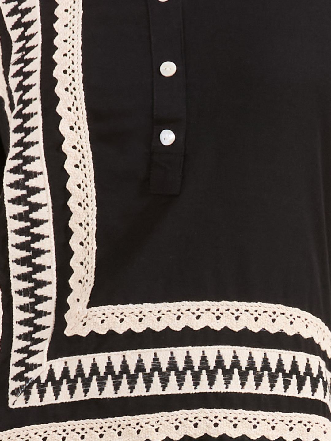 Solid Ethnic Embellished Straight Fit Co-ord Set - Black