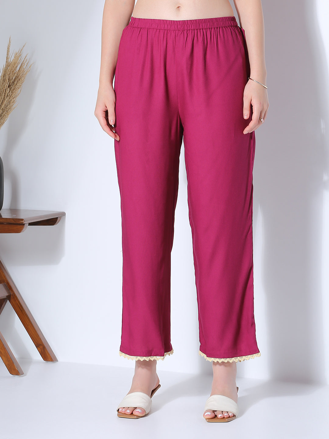 Bandhani Printed & Embroidered A-Line Pleated Kurta with Palazzo & Dupatta - Wine