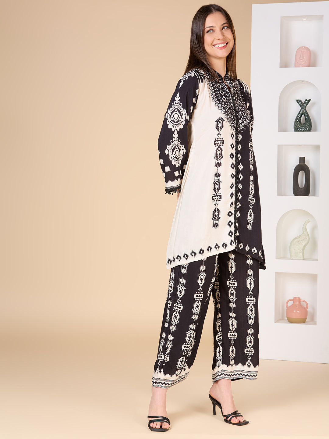 Ethnic Tribal Printed A-Line Co-ord Set - Multi