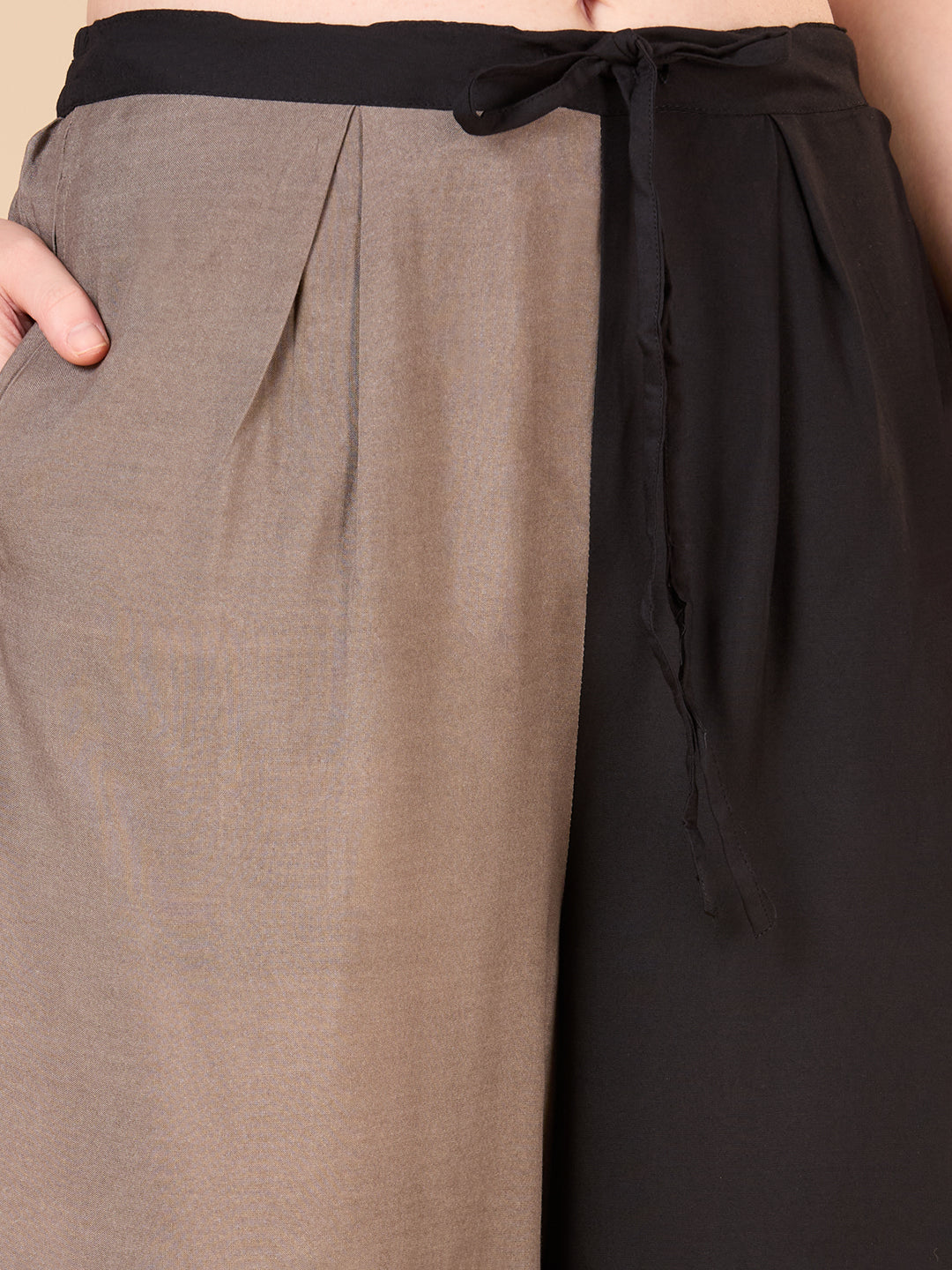 Abstract Floral Printed A-Line Flared Co-ord Set - Black