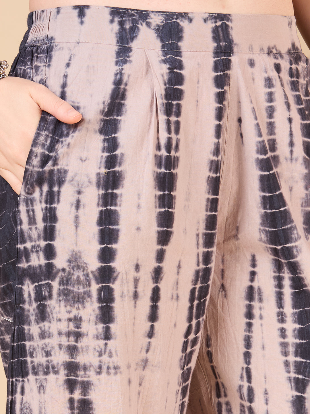 Shibori Printed A-Line Co-ord Set - Dark Grey