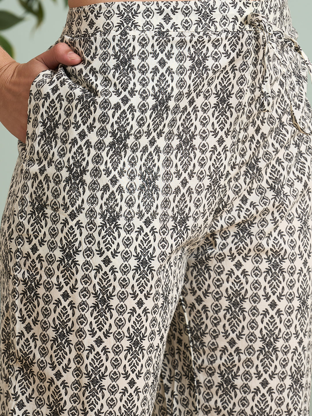 Ethnic Floral Printed & Embroidered Straight Kurta with Pant & Dupatta - White