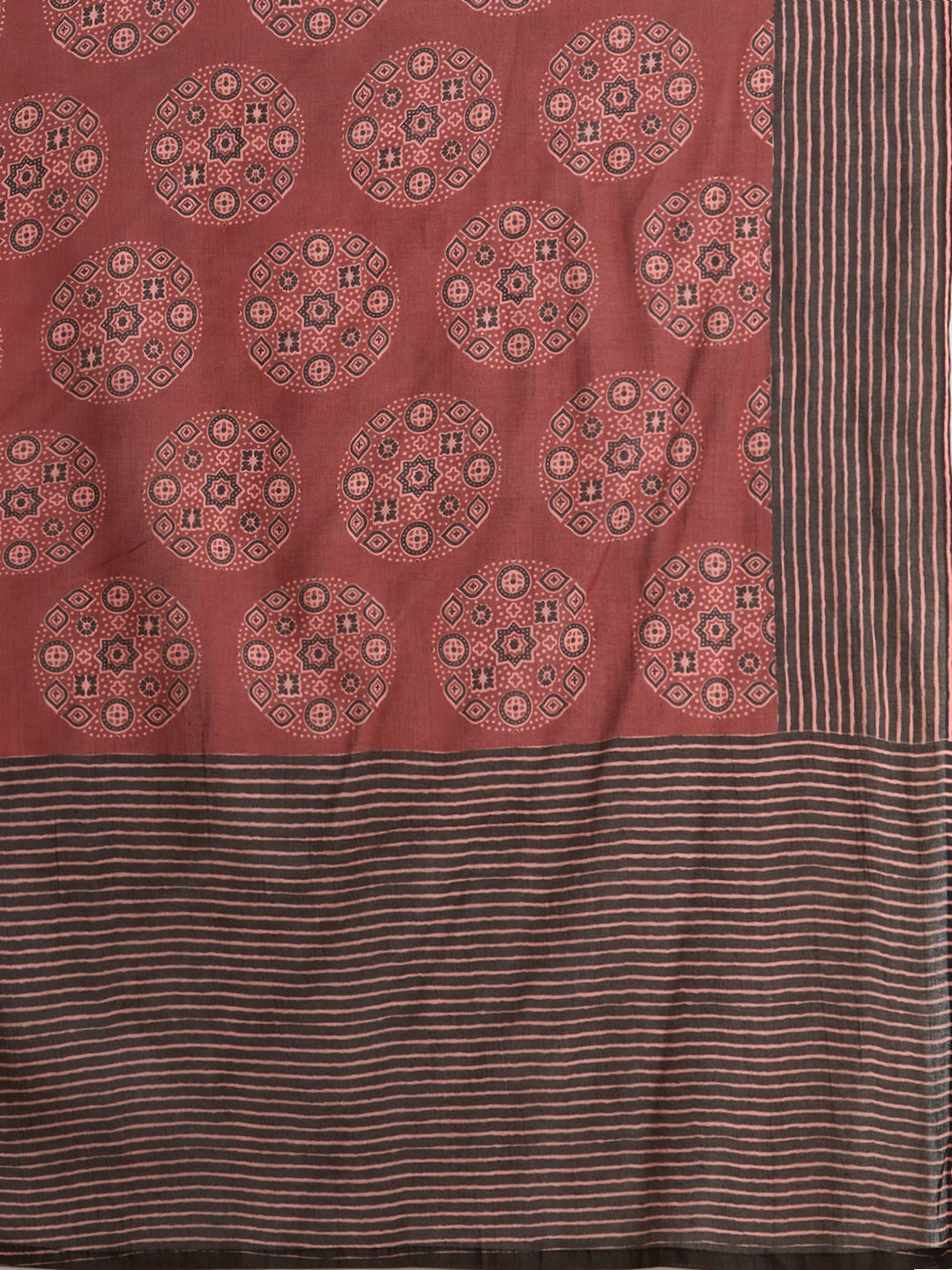 Ethnic Ajrakh Printed Embroidered Straight Fit Kurta with Pant and Dupatta - Red