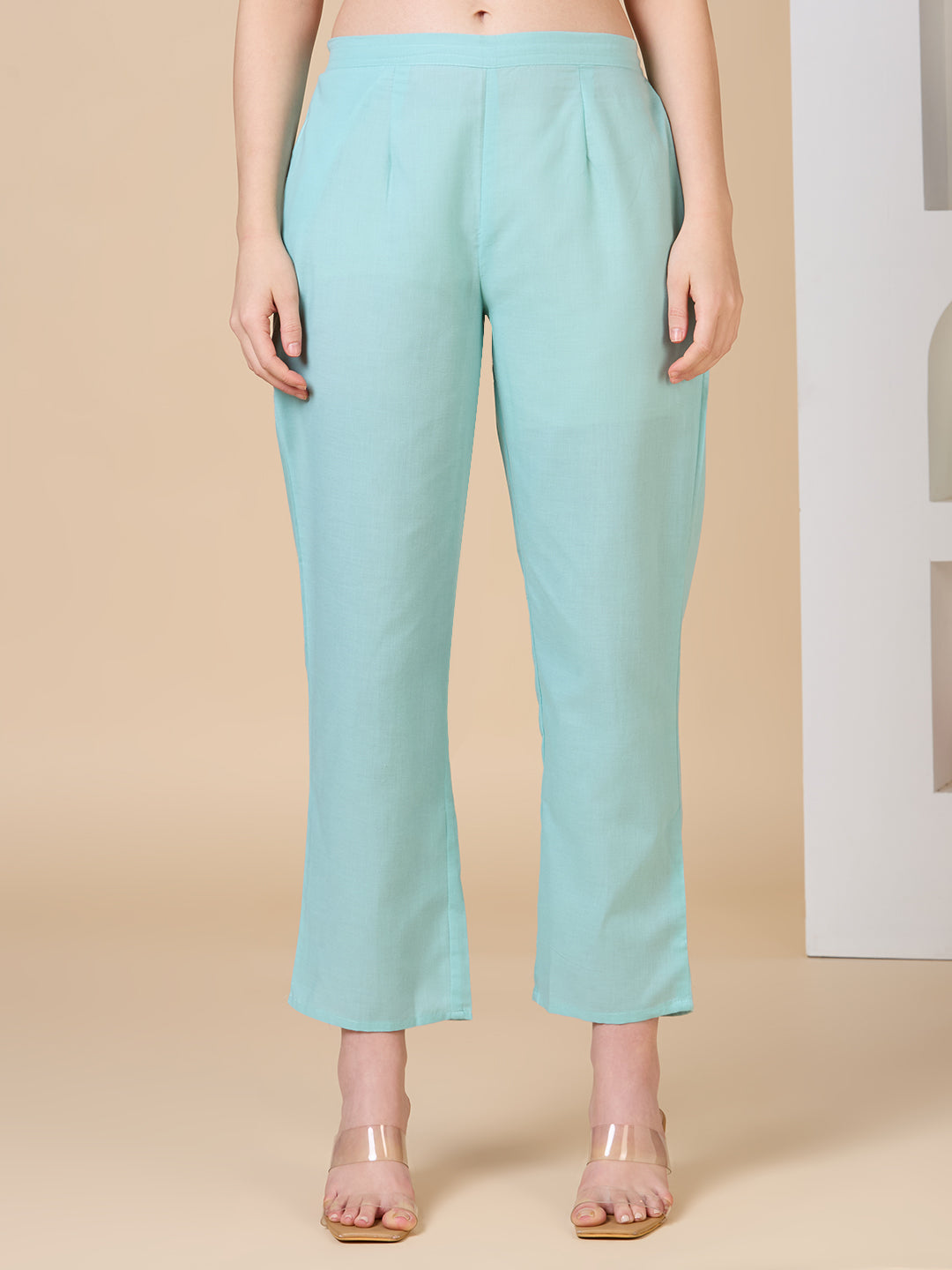 Floral Threadwork Embroidered A-Line Kurta with Pant -Mint Green