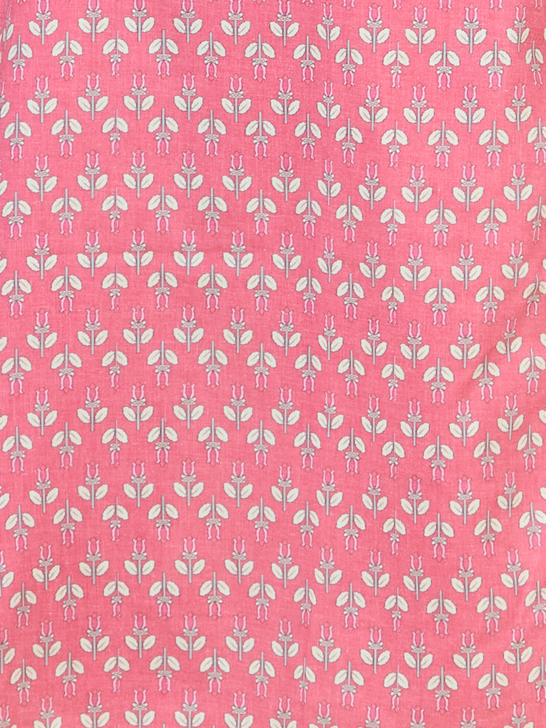 Ethnic Floral Printed & Embroidered Straight Fit Kurta with Pant- Pink