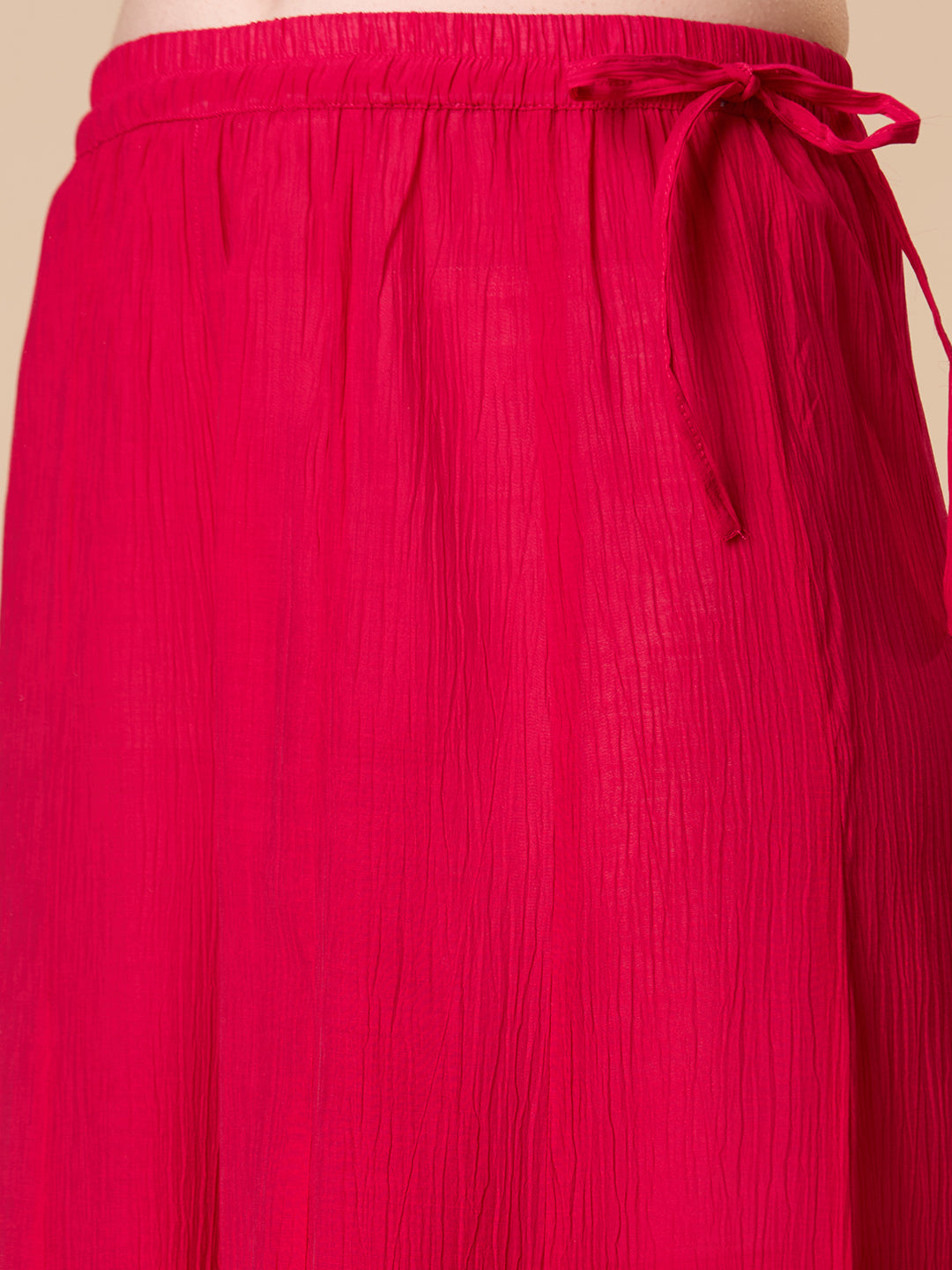 Solid Ethnic Embroidered Straight Fit Kurta with Flared Palazzo and Dupatta - Rani