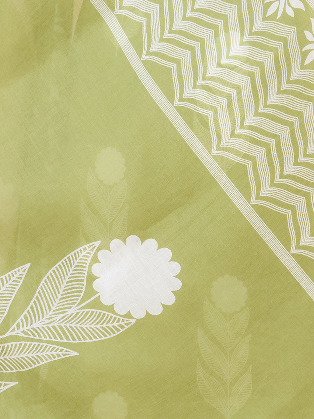 Floral Printed A-Line Shell Tucked Kurta with Palazzo & Dupatta - Green